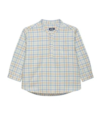 Trotters Kids'  Cotton Oscar Check Shirt In Blue