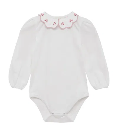 Trotters Kids'  Cotton Petal Bodysuit In White