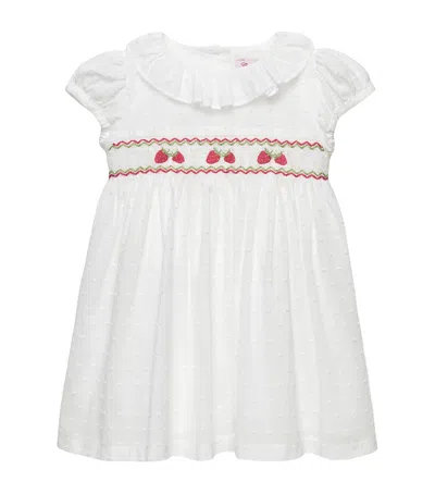 Trotters Kids'  Cotton Plumetis Smocked Dress In Gray