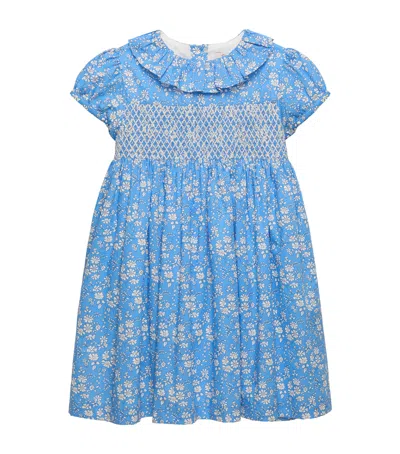 Trotters Kids' Cotton Smocked Party Dress In Blue
