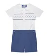 Trotters Cotton Smocked Rupert Set In Navy
