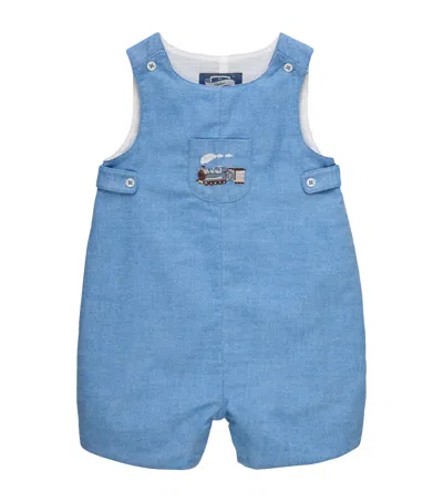 Trotters Kids'  Cotton Steam Train Archie Playsuit In Blue