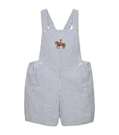 Trotters Kids'  Cotton Stripe Guardsman Alexander Dungarees In Blue