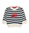 Trotters Cotton Stripe Lobster Sweater In Navy