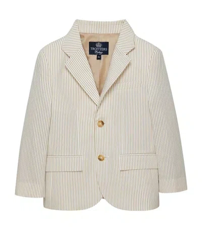 Trotters Kids' Cotton Stripe Sebastian Blazer In Beige