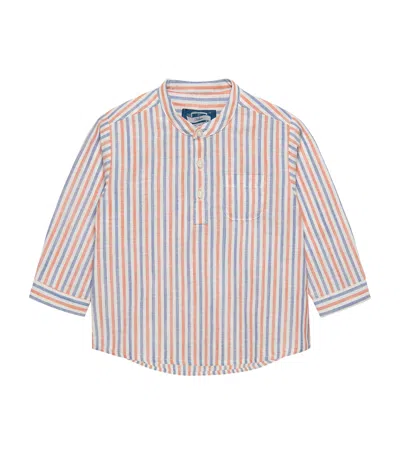 Trotters Kids' Cotton Striped Oscar Shirt In Orange