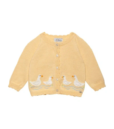 Trotters Cotton-wool Duckling Cardigan (0-9 Months) In Yellow