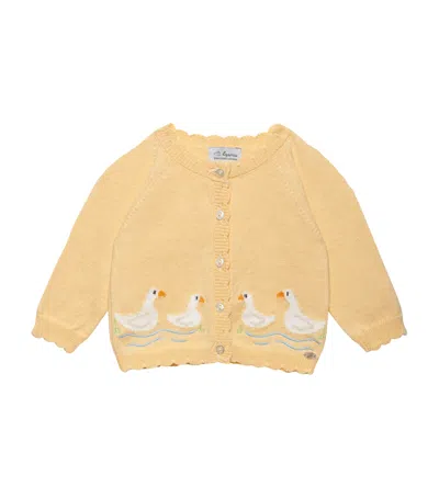 Trotters Kids' Cotton-wool Duckling Cardigan In Yellow