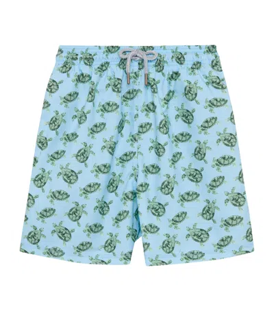 Trotters Kids' Daddy & Me Turtle Swim Shorts In Blue