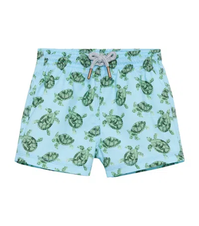 Trotters Kids'  Daddy & Me Turtle Swim Shorts In Blue