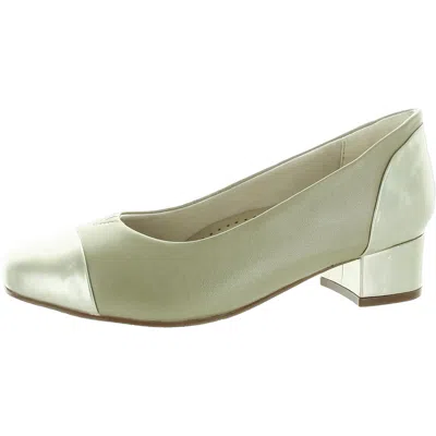 Trotters Daisy Womens Leather Patent Loafer Heels In Gold