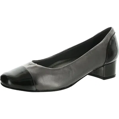 Trotters Daisy Womens Leather Patent Loafer Heels In Silver