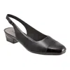 Trotters Dea Pump Womens Black Leather Cap Toe Block Heel Slingback Zogg3033