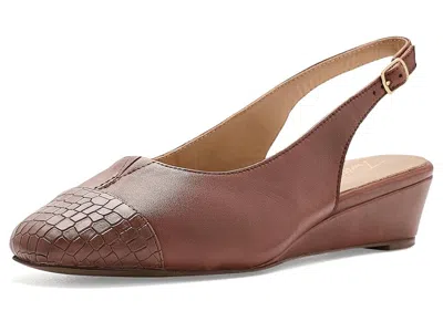 Trotters Dea Wedge High Heels Cognac Croco: 9.5 W (d) In Burgundy