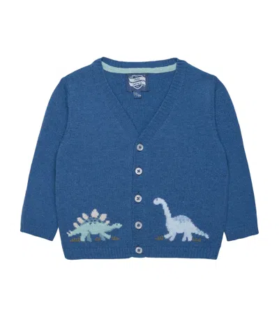 Trotters Kids'  Dinosaur Cardigan In Blue