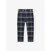 Trotters Donald Checked Straight-leg Cotton Trousers 2-11 In Blue