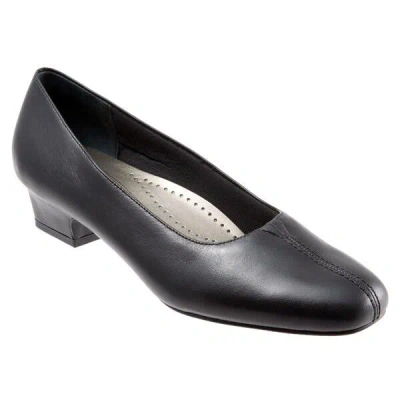 Trotters Doris Pumps Women's Us 12 Black Leather Slip On Block Heel Khd2732