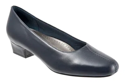 Trotters Doris T3235-400 Heel Women's Us 10.5 Navy Leather Slip On Pump Zogg20