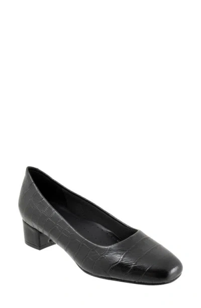 Trotters Dream Pump In Black Croc