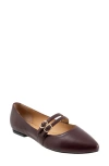 Trotters Emerald Pointed Toe Mary Jane Flat In Oxblood