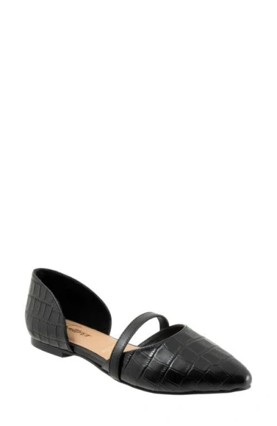 Trotters Emory D'orsay Pointed Toe Flat In Black