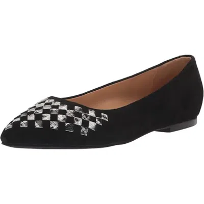 Trotters Estee Flats Women's Black Suede Snake Print Slip On Ver1556 In Multi