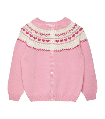 Trotters Kids' Fair Isle Natasha Cardigan (2-4 Years) In Pink