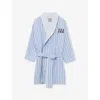 Trotters Blue / White Stripe Felix Stripe-print Cotton Bathrobe 12 Months - 11