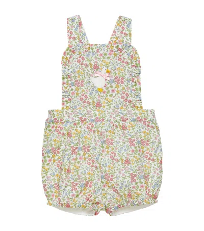 Trotters Kids' Floral Duck Dungarees In Yellow