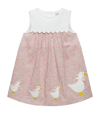 Trotters Floral Duck Pinafore Dress (3-24 Months) In Pink