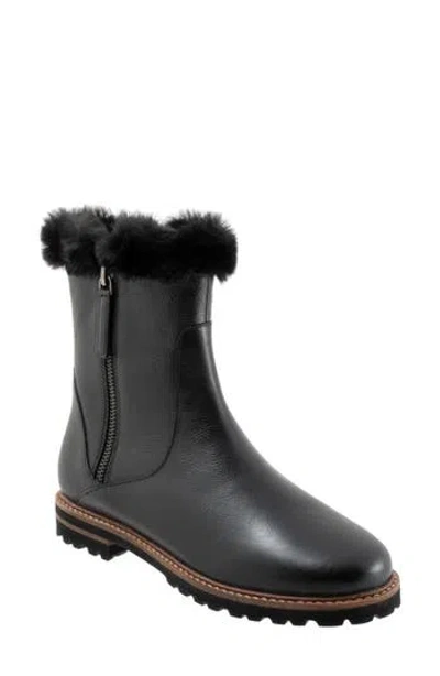 Trotters Forever Faux Shearling Trim Boot In Black