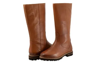 Trotters Franki Boots Women's Brown Leather Mid-calf Round Toe Jobb173