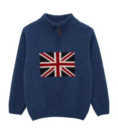 Trotters Kids' George Half-zip Sweater In Blue