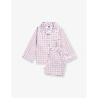 TROTTERS PALE PINK GINGHAM MARGOT BALLERINA GINGHAM-PRINT COTTON PJYAMAS 1-11