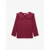 Trotters Grace Ruffled-collar Cotton-jersey Top 2-11 In Burgundy