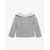 Trotters Babies'  Grey Marl Teddy Ear-embroidered Wool And Cashmere-blend Coat 1-9 Months