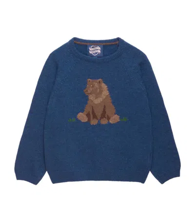 Trotters Kids' Grizzly Bear Sweater (2-5 Years) In Blue