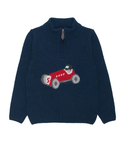 Trotters Kids' Henry Half-zip Sweater In Blue