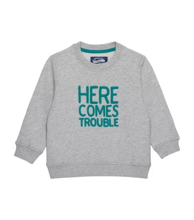 Trotters Kids' Here Comes Trouble Sweatshirt In Grey