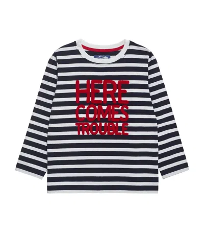 Trotters Kids' Here Comes Trouble T-shirt In Navy