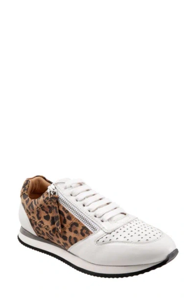Trotters Infinity Leather Sneaker In White Tan Cheetah