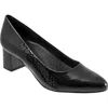 Trotters Kari Pump Womens 8.5 Black Nappa Leather Pointed Toe Block Heel Zpo3212