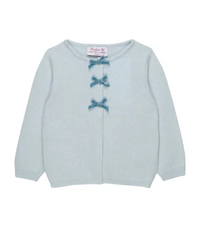 Trotters Kids'  Knitted Bow Cardigan In Blue
