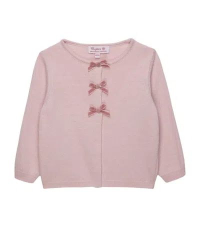 Trotters Kids'  Knitted Bow Cardigan In Pink