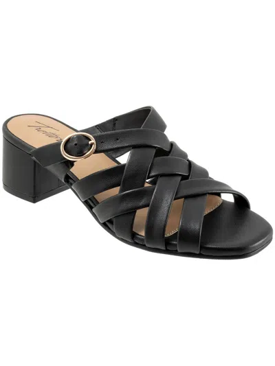 Trotters Lauri Womens Leather Square Toe Strappy Sandals In Black