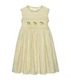 Trotters Lemon-embroidered Floral Dress In Yellow