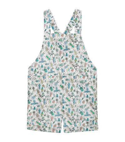 Trotters Kids' Liberty Print Atticus Dungarees In Blue