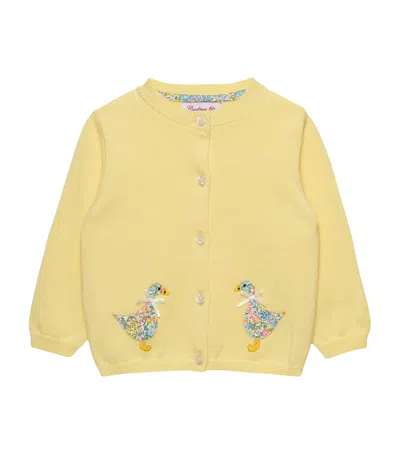 Trotters Kids'  Liberty Print Emma Georgina Duck Cardigan In Yellow