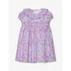 TROTTERS TROTTERS LILAC BETSY BETSY RIC RAC FLORAL-PRINT COTTON DRESS 3-24 MONTHS