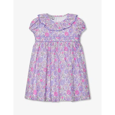 Trotters Babies'  Lilac Betsy Betsy Ric Rac Floral-print Cotton Dress 3-24 Months